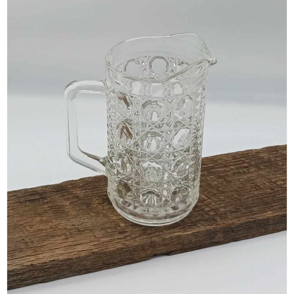 Vtg Cane & Button Pressed Glass Federal Windsor Pint Milk Juice Pitcher Clear9+ - Picture 4 of 5